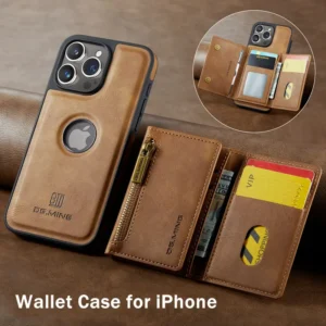 Abnehmbare magnetische Leder-RFID-Reißverschluss-Mappenhülle für Magsafe IPhone 16 15 14 13 12 11 Pro Max Plus-Karten-Taschenhalter-Abdeckung