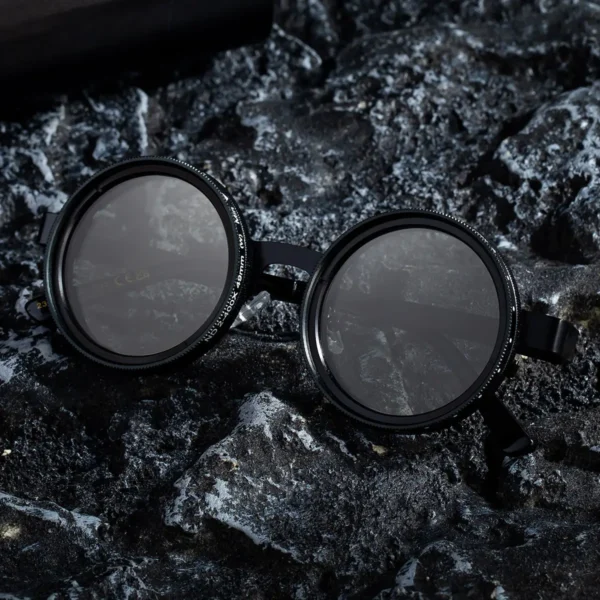 Neue ND2-400 9-stufige einstellbare Dimmung Polarisierte Sonnenbrille Männer Frauen Punk Runde Brille Fahren Brillen ND Filter 2