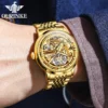 Oupinke 3173 Luxus Gold mechanische Uhr für Männer Hollow Top Marke Original automatische Armbanduhr 50m wasserdichte Leucht uhren 4