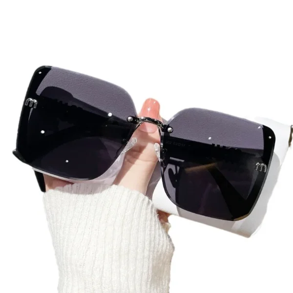 2025, neue modische Sonnenbrille mit Halbrahmen, hochwertiger Trend, einfache Sonnenbrille für Damen mit feinem Glitzer (DS-1002) 5