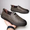 Retro Penny Loafer Echtes Kuh Leder Klassische Schuhe Nähen Bequeme Männer Casual Slip-on Club Party Schuh Frühling Sommer