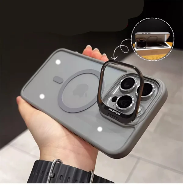 Für iPhone 15 Pro Max Luxus Magsafe Magnetische Objektiv Halter Ständer Telefon Fall Für iPhone 12 13 14 15 16 Plus saubere Schutzhülle 4