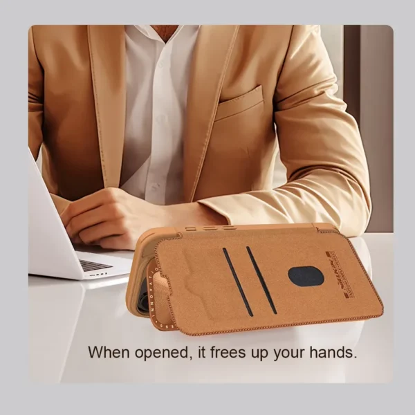 Nillkin für iPhone 16 Pro Max / 16 Pro / 16 Plus Luxus Flip QIN ProP Ledertasche stoßfeste Kamera Slider Schutzabdeckung 3