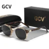 GCV Doppelschicht-Sonnenbrille mit abnehmbaren Gläsern, die Blu-Ray-Brille, Acetat, Gothic, Retro, Steampunk, polarisiert, für Herren und Damen