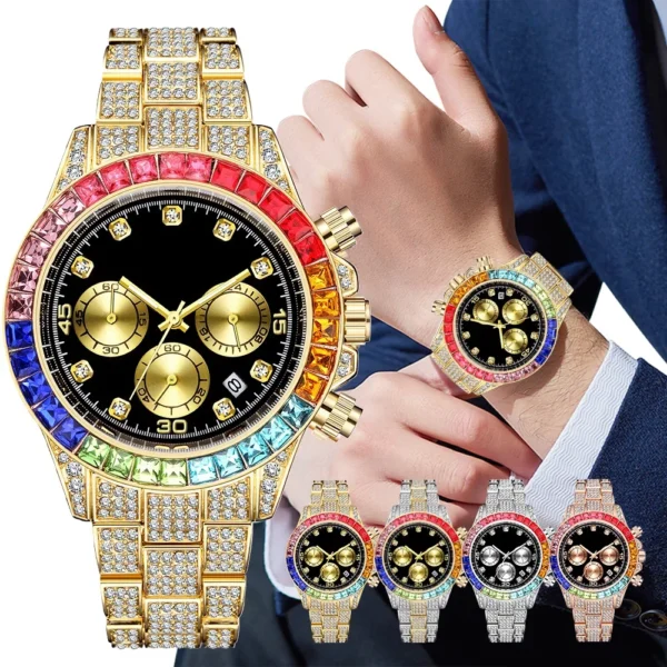 Luxus Männer Bunte Uhren Gold Silber Große Zifferblatt Mann Armbanduhr Sport Business Männlich Uhr Relogio Masculino
