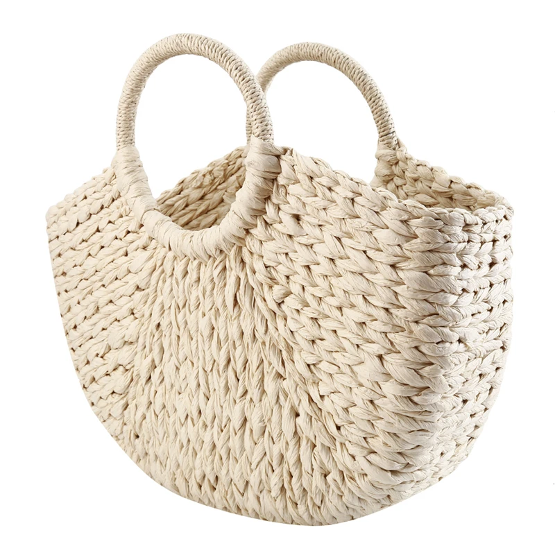 Frauen Neue Imitation Stroh Handtaschen Frau Handarbeit Gewebt Korb Rattan Handtasche Für Femme Damen Einfache Alle-Spiel Handtasche 5
