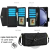 Luxus-Kartensteckplatz-Handyhalter-Ledertasche für Samsung Galaxy Z Fold 6, 5, 4, 3, mit S-Pen-Halter, Riemen, Umhängetasche, Brieftasche, Etui 5