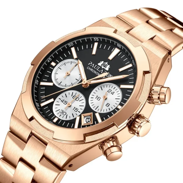 Männer Quarzuhr Chronograph Luxus Leuchtende Rose Gold Silber Blau Mode Übersee Edelstahl Mode Uhren 2
