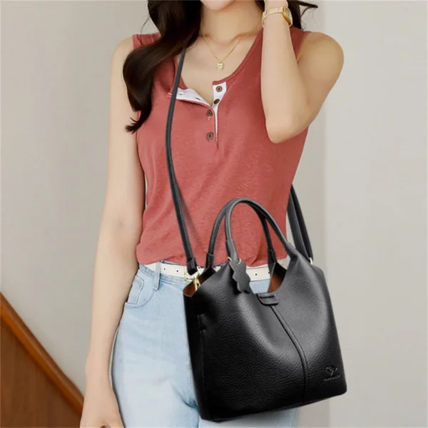 Weiche Leder handtaschen für Frauen Vintage Umhängetasche Luxus Designer Damen große Kapazität Taschen Sack ein Haupt 2