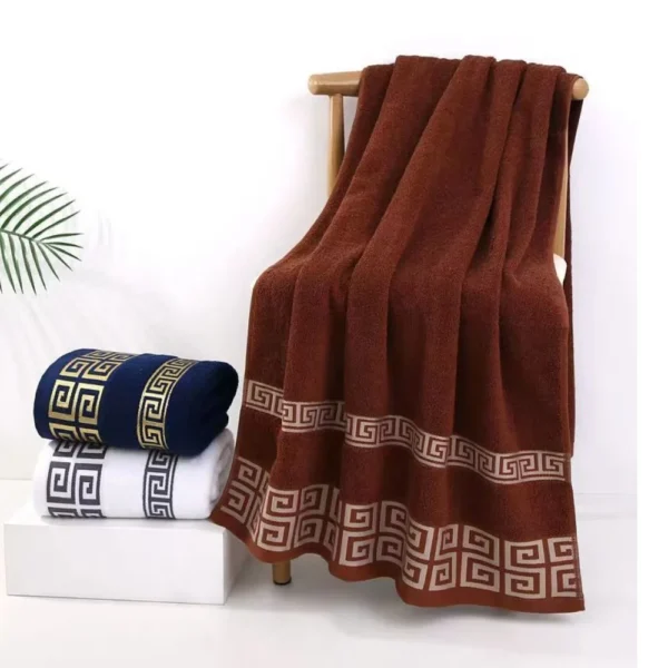Badetücher aus Baumwolle, 140 x 70 cm, großer Badezimmer-Dickhandtuchbezug, bestickt, Geschenk, Sport, Blau, Weiß, Braun, Schwarz, Grün, Grau 6