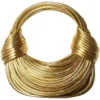 Handtaschen für Frauen 2024, neue Gold-Luxus-Designermarke, handgewebte Nudeltaschen, Seil, geknotet, gezogen, Hobo, Silber, Abend-Clutch, schick 5