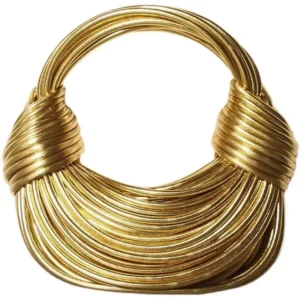 Handtaschen für Frauen 2024, neue Gold-Luxus-Designermarke, handgewebte Nudeltaschen, Seil, geknotet, gezogen, Hobo, Silber, Abend-Clutch, schick 5