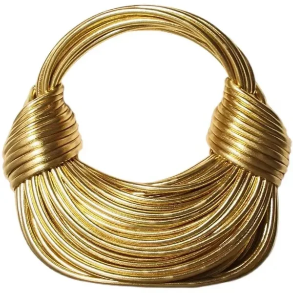 Handtaschen für Frauen 2024, neue Gold-Luxus-Designermarke, handgewebte Nudeltaschen, Seil, geknotet, gezogen, Hobo, Silber, Abend-Clutch, schick 5