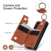 PU-Leder-Ring-Handyhülle für Samsung Galaxy Z Fold 6, 5, 4, 3, Fold5, Fold4, Fold6, 5G, Brieftasche mit Stifthalter und Kartensteckplatz (kein Stift) 2