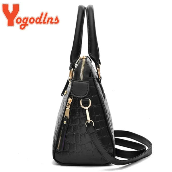 Yogodlns Luxus Krokodil Muster Handtasche Frauen Winter Neue PU Leder Quaste Schulter Tasche Marken Design Griff Tasche Dame Geldbörse 5