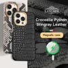 LANGSIDI Luxus Original Leder Krokodil Magnetische Hülle für iPhone 16 Pro Max Magsafe stoßfeste Abdeckung für iPhone 16 Pro