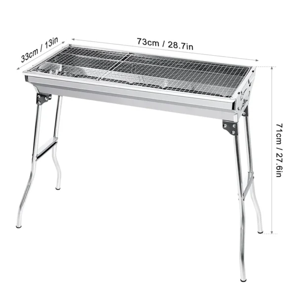 Klappbarer Grill, Holzkohlegrill, tragbarer BBQ-Grill, Picknick-Grill aus Edelstahl, für Picknick- und Campingpartys im Freien 6