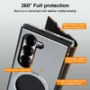 Eary für Samsung Galaxy Z Fold 6 5 Handyhülle mit Magsafe Kickstand 360 °   Drehbare Ganzkörperschutzhülle aus Leder mit Ring 4