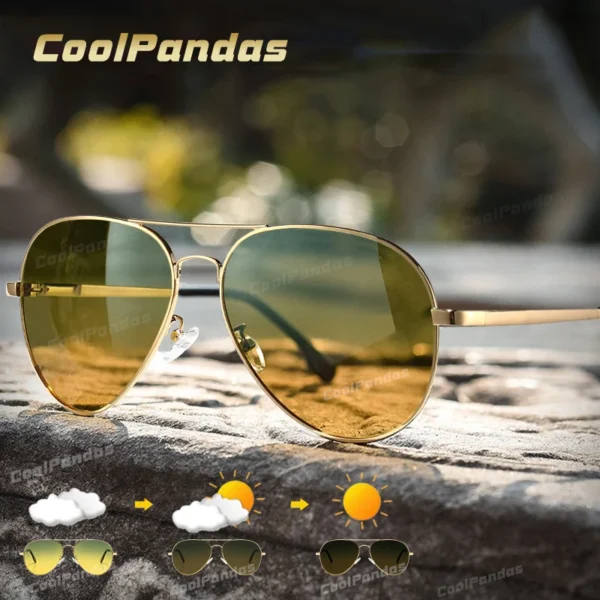 Photochrome Sonnenbrille Männer Polarisierte Luftfahrt Tag Nacht Vision Gläser für Fahren Frauen Anti-Uv-Brille oculos de sol masculino