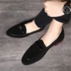 Herren-Freizeitschuhe mit Schleife, echtes Wildleder, trendige Party- und Hochzeits-Loafer, flache Herren-Fahrmokassins 5