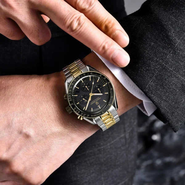PAGANI DESIGN 2025, Silber, Gold, Mond, Luxus-Quarzuhren, Herren-Sport-Chronograph, Saphirglas, Edelstahluhr für Herren 2