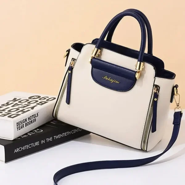Mode Farbe Kontrast Handtasche, Nähte gestreifte Umhängetasche Damen elegante Büro & Arbeits tasche 3