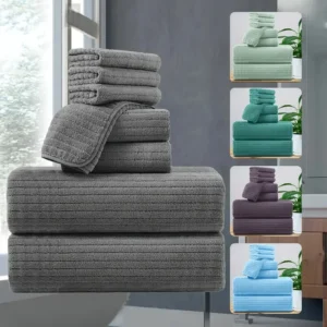 8-teiliges Badetuch-Set – 4 Waschlappen, 2 Gesichtstücher und 2 Badetücher – saugfähig und schnell trocknend, ideal für Badezimmer, Fitnessstudio und Hotel