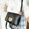 Frauen JK Schule Handtasche große Kapazität Pu Anime Umhängetasche transparente Liebe Herz Schulter Uniform Tasche zum Einkaufen Pendeln 2