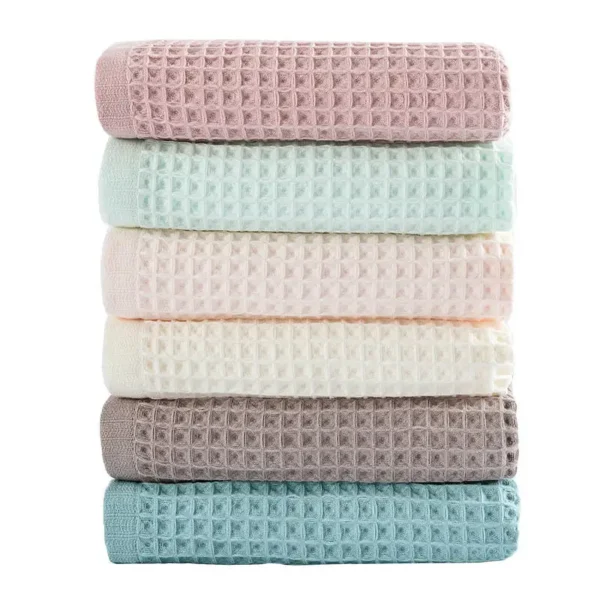 Baumwoll-Waffel-Badetuch für Damen und Herren, Badezimmerhandtuch, Erwachsene, 70 x 140 cm