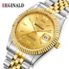 Reginald Uhren Männer Diamant Business Uhr Silber Gold Stahl Auto Datum Quarz Handgelenk Uhren Für Männer Reloj Hombre Montre Homme