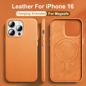 Luxus Leder für Magsafe Magnet hülle für iPhone 16 15 14 13 Pro Max 16 Plus mit Animation Lade Handy hüllen Zubehör