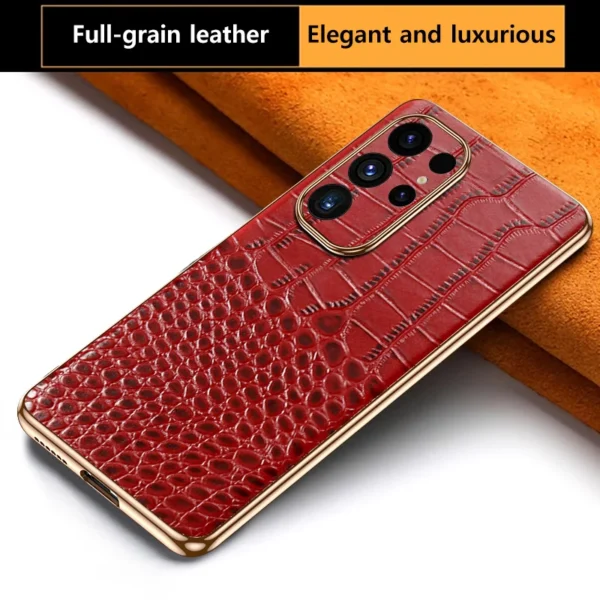 Handyhülle aus echtem Rindsleder für Samsung Galaxy S25 S24 Ultra S25 Plus, luxuriöse Rückseite 2