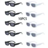 10-teilige quadratische Sonnenbrille, dekorative und modische Brille, geeignet für tägliche Reisen und Spiele, Strandaccessoires