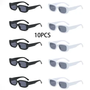 10-teilige quadratische Sonnenbrille, dekorative und modische Brille, geeignet für tägliche Reisen und Spiele, Strandaccessoires