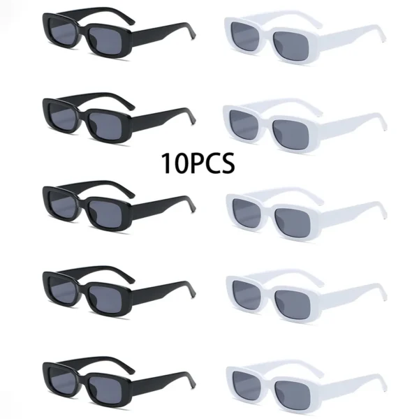 10-teilige quadratische Sonnenbrille, dekorative und modische Brille, geeignet für tägliche Reisen und Spiele, Strandaccessoires