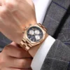 Männer Quarzuhr Chronograph Luxus Leuchtende Rose Gold Silber Blau Mode Übersee Edelstahl Mode Uhren