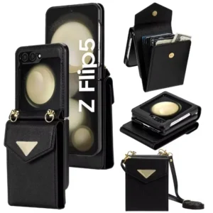 Cross body Leder Handy hülle für Samsung Galaxy Z Flip 6 5 4 3 Flip6 Flip5 Flip4 Flip3 Brieftasche mit Karten halter Schutzhülle