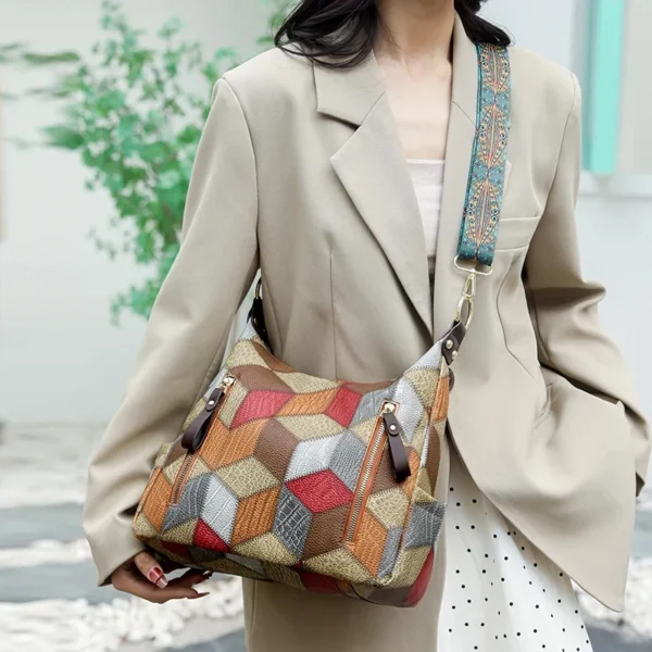 Mode Kontrast Farbe Große Kapazität Weibliche Einkaufstasche PU Leder dame Schulter Tasche Marke Designer frauen Eimer Handtaschen 3