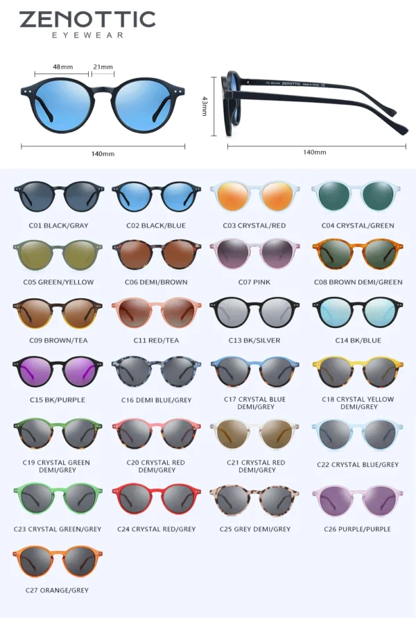 ZENOTTIC Retro Polarisierte Sonnenbrille 2023 2024 Männer Frauen Vintage Kleine Runde Rahmen Sonnenbrille Polarisierte Linse UV400 Brille Schatten 3