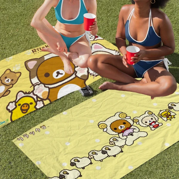 R-Rilakkuma Beach Towel Colorful Bath Towels for Girl Microfiber Quick Dry Custom Sand Free Beach Yoga Spa Gym Pool 4
