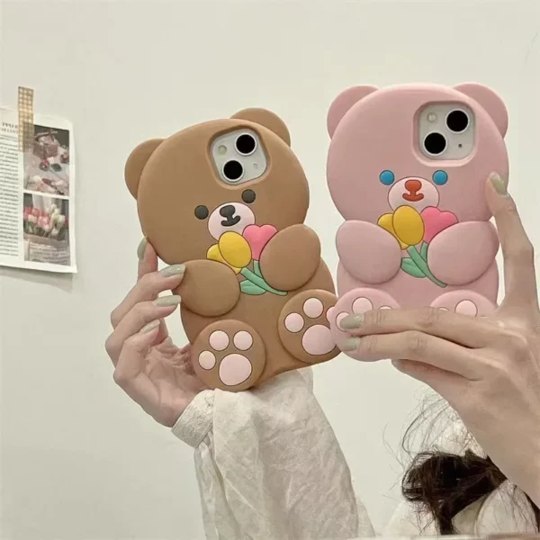 3D niedlichen Cartoon Handy hülle für iPhone 15 14 13 12 Mini 11 Pro max x xr xs 6 7 8 plus weiche Silikon Stoßstange stoß feste schwarze Abdeckung 2