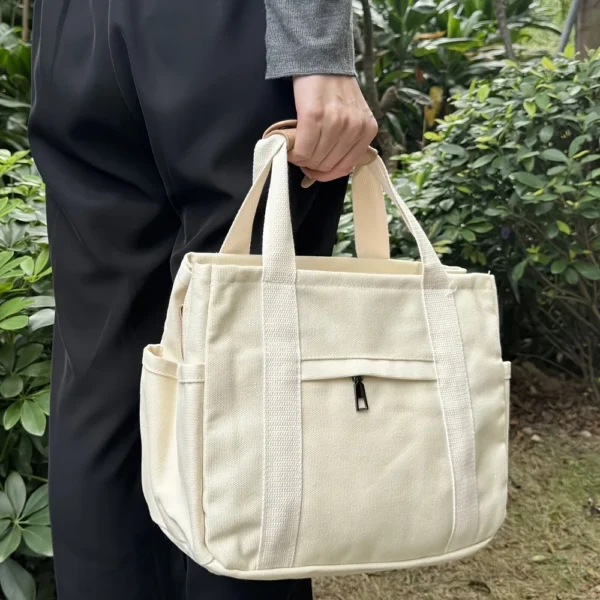 Lässige Damen-Umhängetasche aus Segeltuch mit mehreren Taschen, verstellbarem Schultergurt, vielseitige Handtasche für den täglichen Gebrauch 2