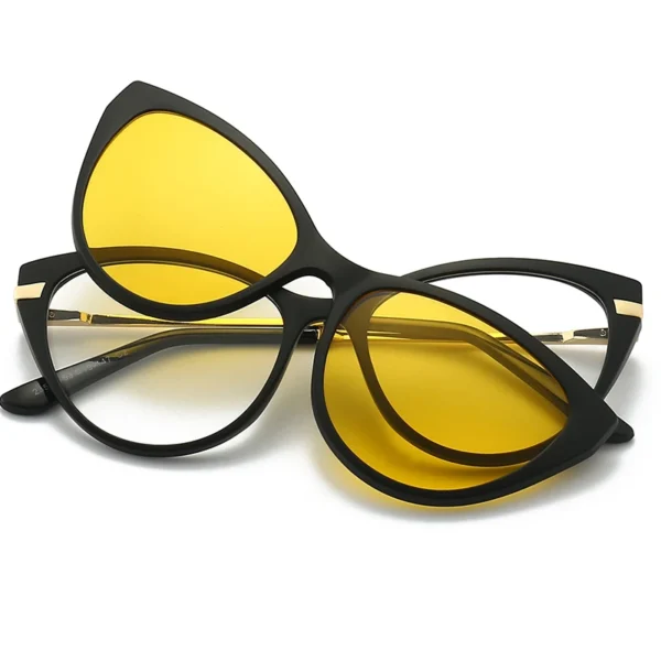 Hochwertige, blendfreie, polarisierte TR90-Sonnenbrille für Damen und Herren, 5-in-1-Sets, magnetischer Sonnenschutz, Clip-on-Sonnenbrille, Brillen, weiblich 5