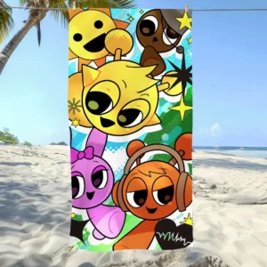 Sprunki Strandtücher, Musikspiel, Mikrofaser, weich, für Jungen, Mädchen, Kinder, schnell trocknende Badetücher, saugfähige Badetücher, Geburtstagsgeschenk