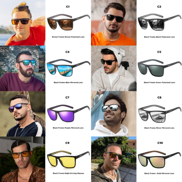ZENOTTIC Polarisierter Sonnenbrillen-Schatten für Damen und Herren, leichter TR90-Rahmen, UV400-Schutz, quadratische Sonnenbrille 2024 2025 2