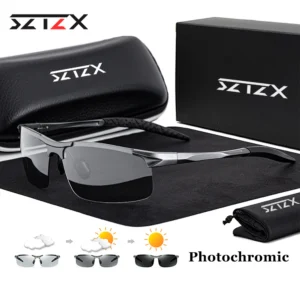 Sztzx Aluminium randlose Outdoor-Sport photo chrome Sonnenbrille Männer polarisierte Anti-UV-Fahr brille Fahrrad brille