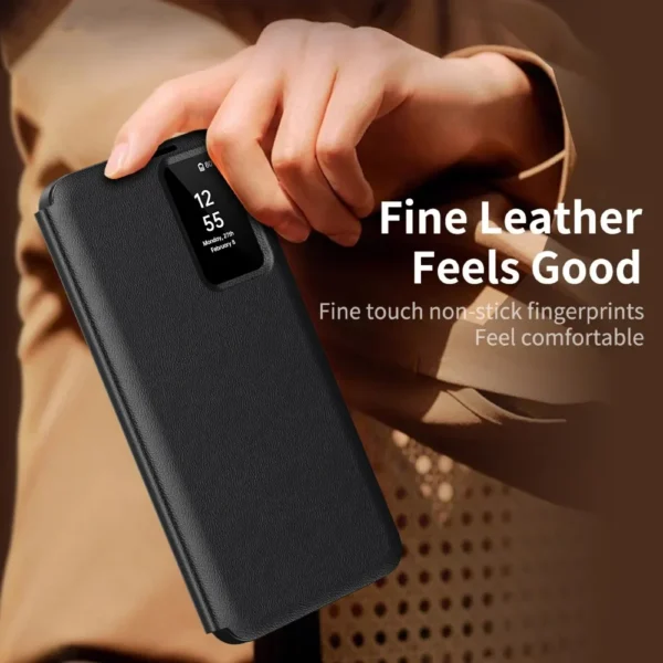 Flip Leder Windows Card Slot Halter Handyhülle für Samsung Galaxy S25 S24 Ultra S23 S22 Plus Brieftasche Anti-Fall-Schutzhülle 4