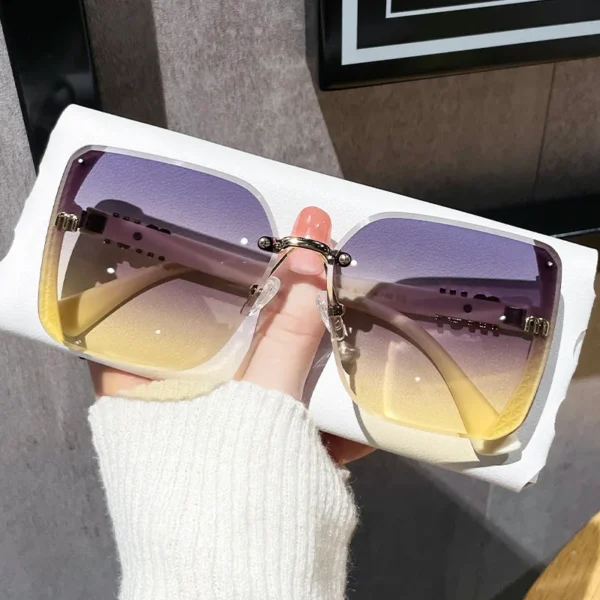 2025, neue modische Sonnenbrille mit Halbrahmen, hochwertiger Trend, einfache Sonnenbrille für Damen mit feinem Glitzer (DS-1002) 3