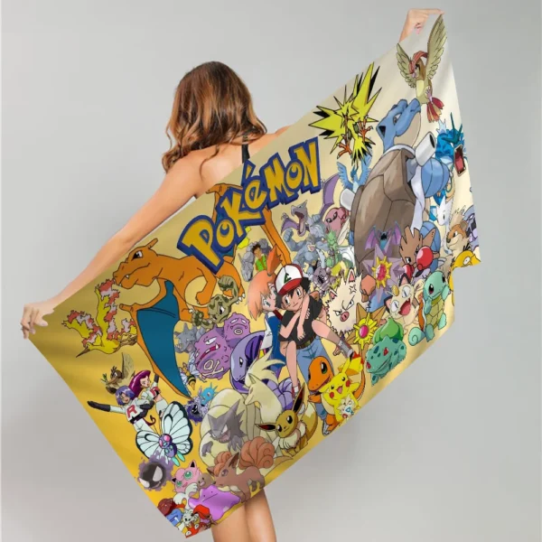 Süße p-pokemones-Cartoon Anime Charakter Mikro faser Decke schnell trocknende Strand tücher übergroße super saugfähige Pool Handtuch 3