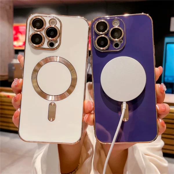 Für iPhone 15 Pro Max Luxus Magsafe Magnetische Beschichtung Rahmen Telefon Fall Für iPhone 11 12 13 14 15 16 plus Objektiv Schutzhülle 3